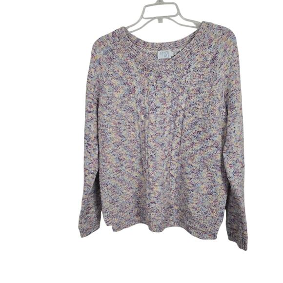 Time & Tru Women Confetti Pink Colorful Sweater Causal Grannycore  Cottagecore L - Picture 1 of 11